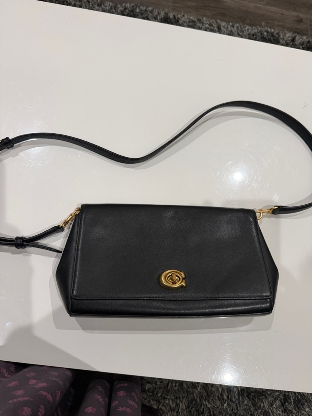 Coach Black Leather Crossbody Bag with Gold Hardware